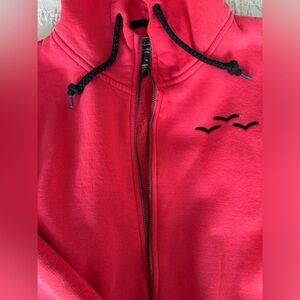 Red hoodie zip up sweatshirt